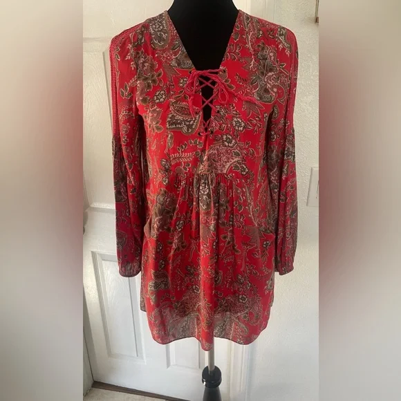 chinese dress ladies UNSERE Womens Fashion Simple Solid Tunic Dresses Autumn Lace Up Long Sleeve  Splite Midi Dress Casual Lightweight Comfort Stretchy Daily Home Dresses  for Ladies(Red,Medium) at Amazon Women's Clothing store